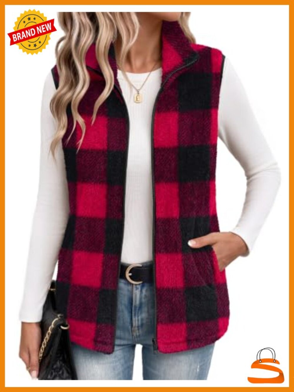 Sherpa Fleece Vest Sleeveless Zip Up Fall Winter Layering Coat